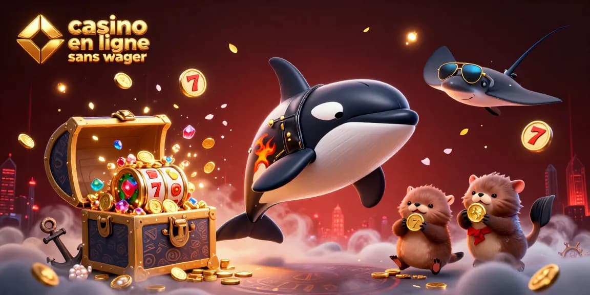 Explorez l'univers du casino en ligne sans wager avec cette illustration vibrante d'une scène énergétique de jeux.