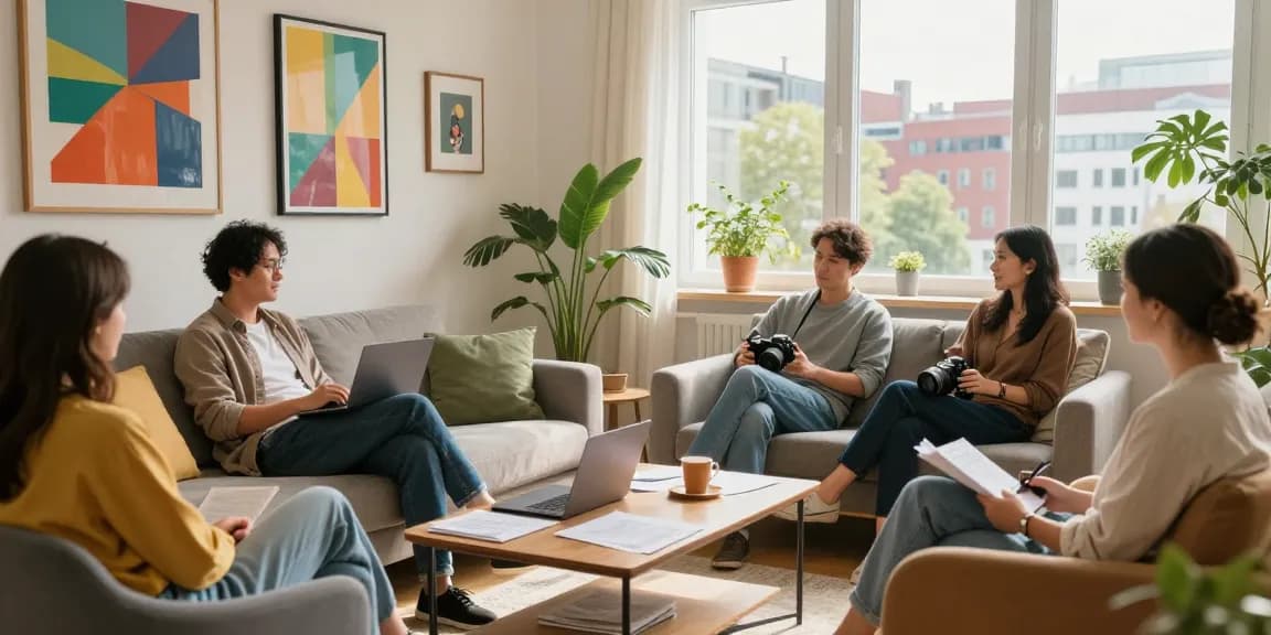 Moderne Monteurwohnung Hannover mit komfortablem Wohnzimmer und einem professionellen Ambiente.