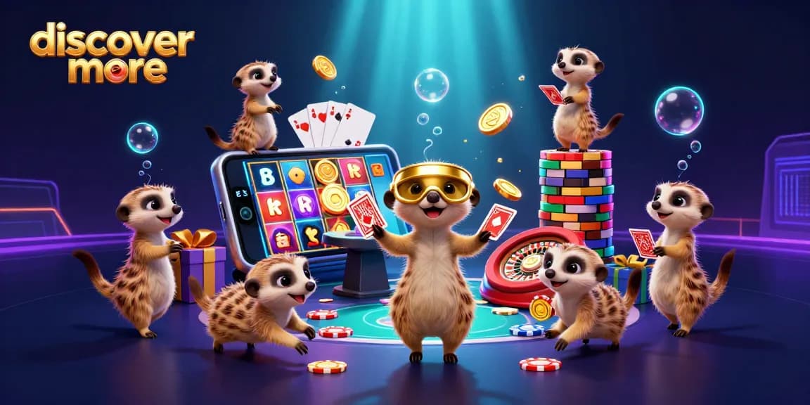 Engaging scene of meerkats running a casino operation, showcasing vibrant gambling elements. Discover more excitement!