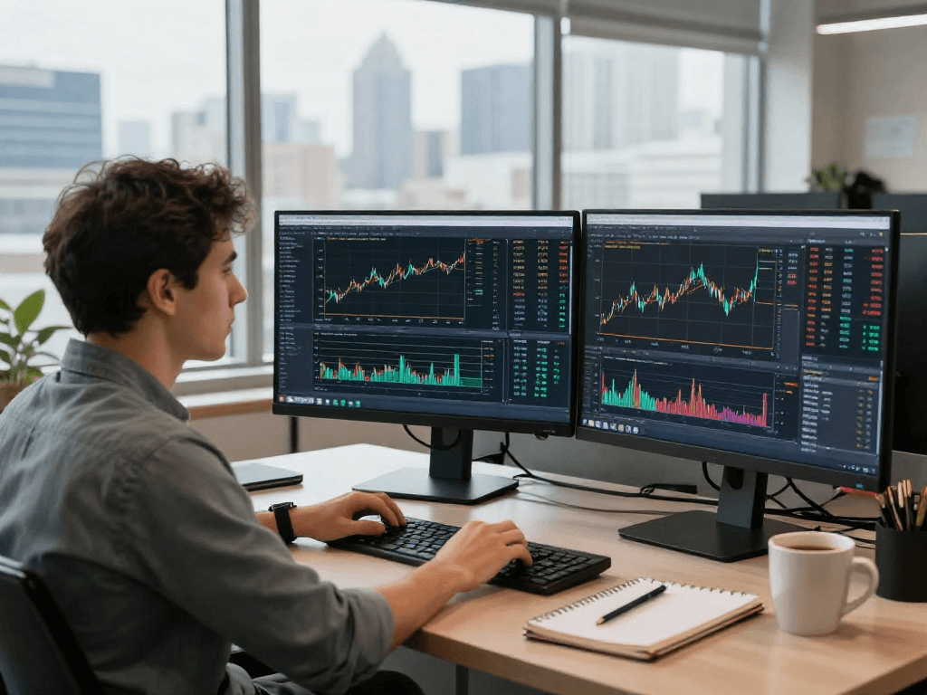 使用metatrader 5交易者在现代办公环境中分析市场趋势