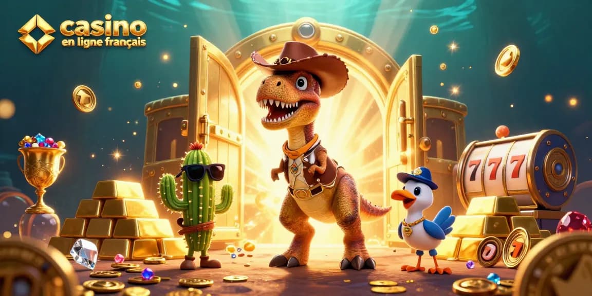 Jouer au casino en ligne français avec des personnages colorés dans un décor d'aventure.