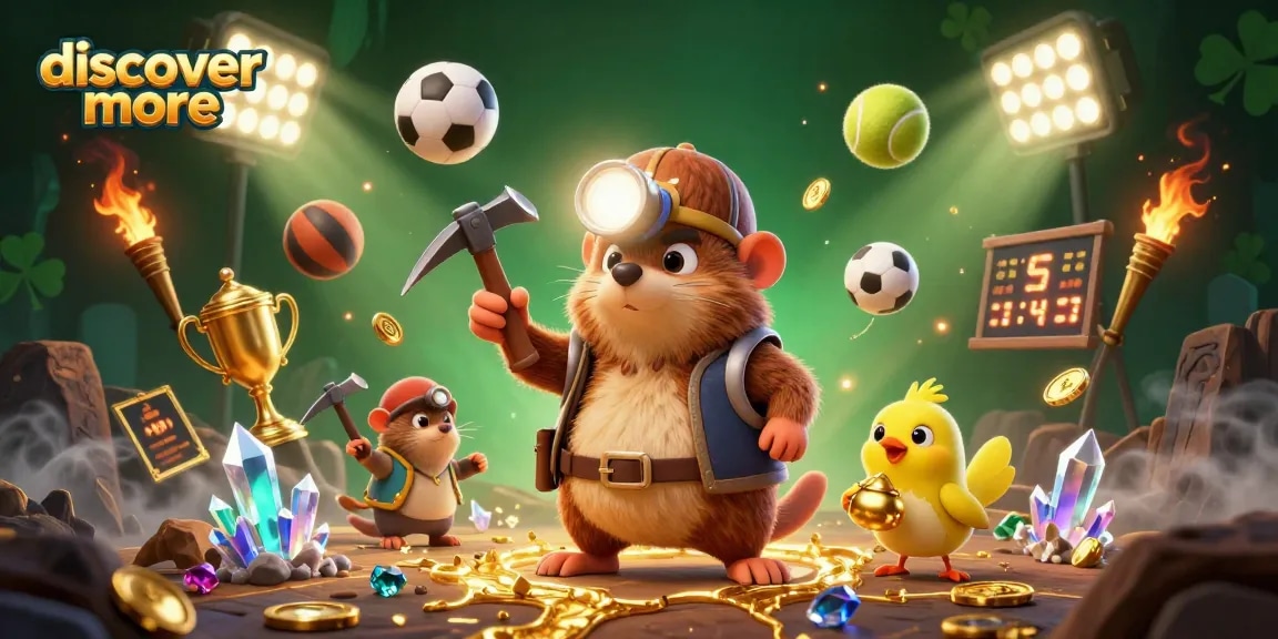 Engage in the thrill of gaming as you discover more with a treasure hunter mole in a vibrant casino scene.