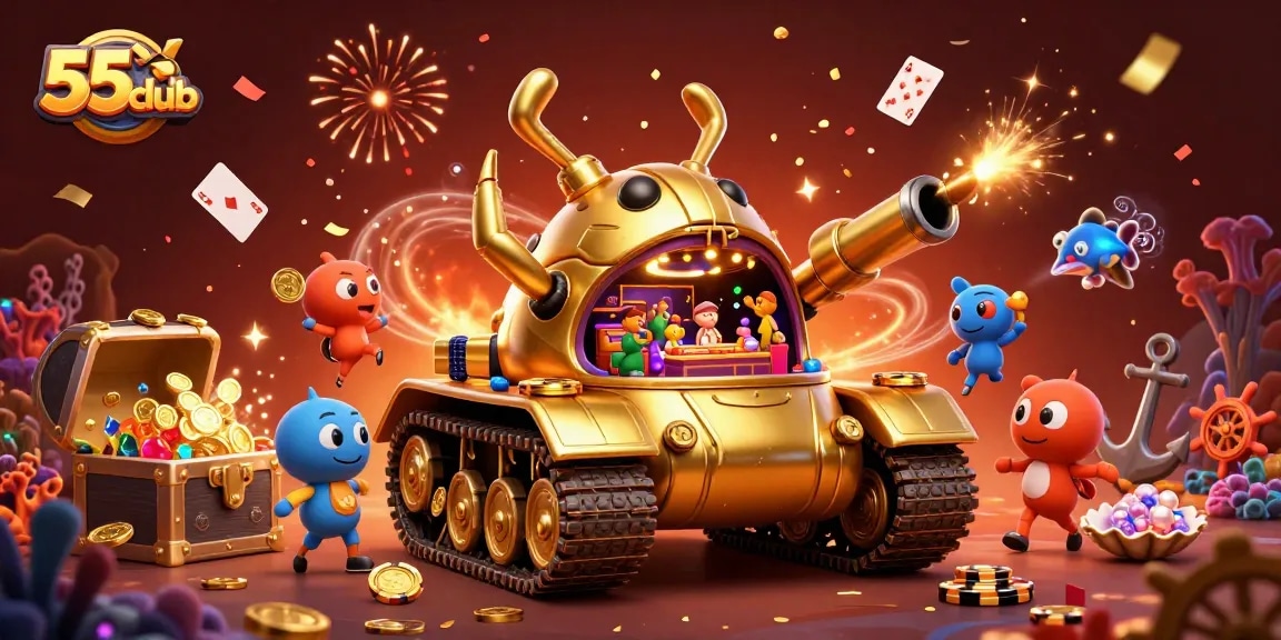 Join the 55club excitement with a vibrant digital casino scene, showcasing festive gameplay.