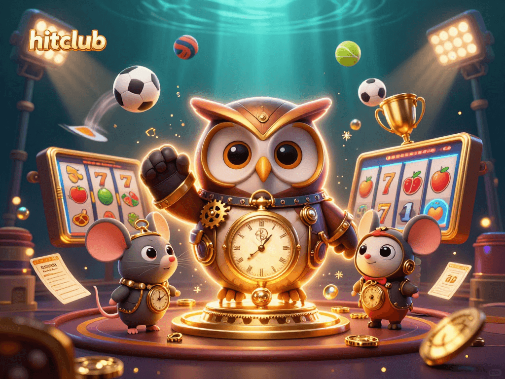 Experience the excitement of hitclub with thrilling slot reels and energetic casino elements in a vibrant 3D scene.