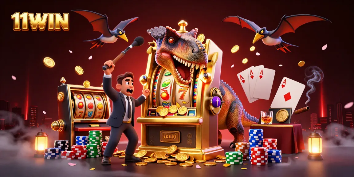 Watch as 11WIN’s pachycephalosaurus hits a jackpot, capturing a lively casino scene.