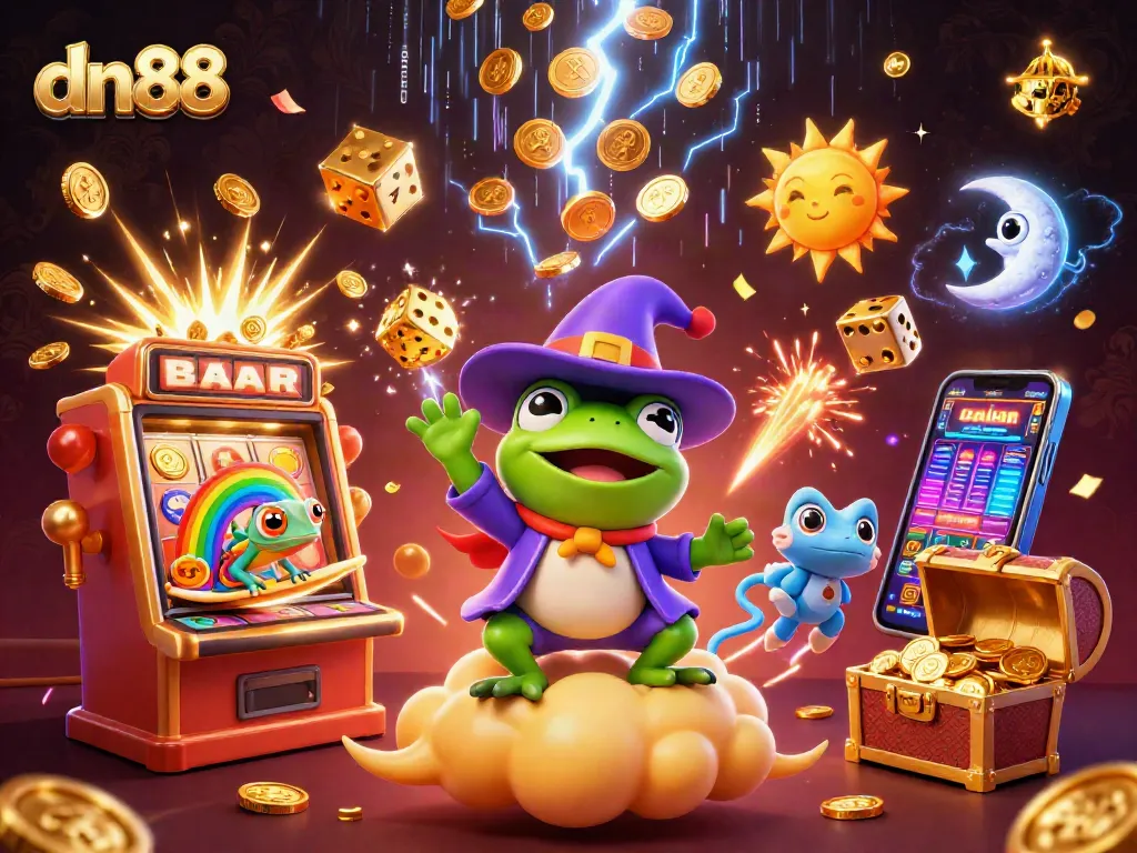 Experience thrilling casino action at dn88 with a vibrant illustration of golden coins and dynamic game elements.
