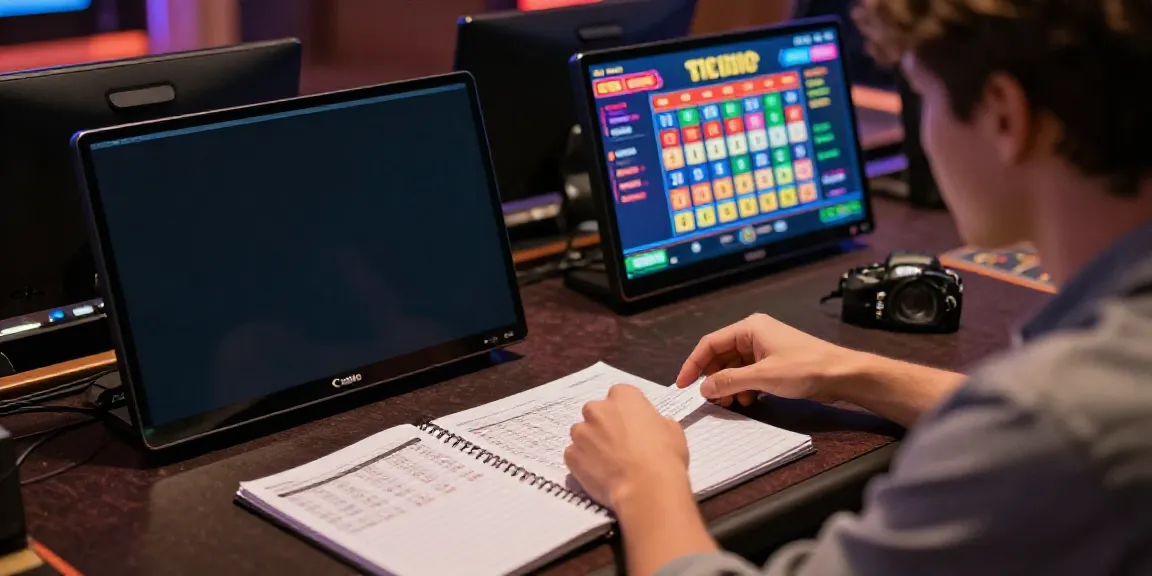Engaging in Toto online betting with a dynamic setup featuring multiple screens, interactive graphics, and warm ambient lighting.
