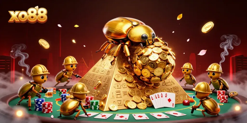Experience thrilling gaming excitement with xo88's vibrant casino atmosphere and dynamic elements.