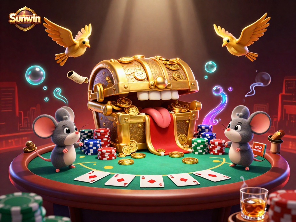 Engage with Sunwin's exciting gaming experience featuring a vibrant casino scene rich in detail.