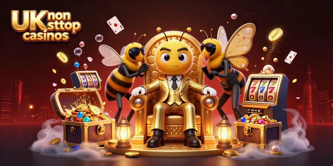 Engage with UK non gamstop casinos through a vibrant 3D casino scene featuring a mob boss and gaming elements.