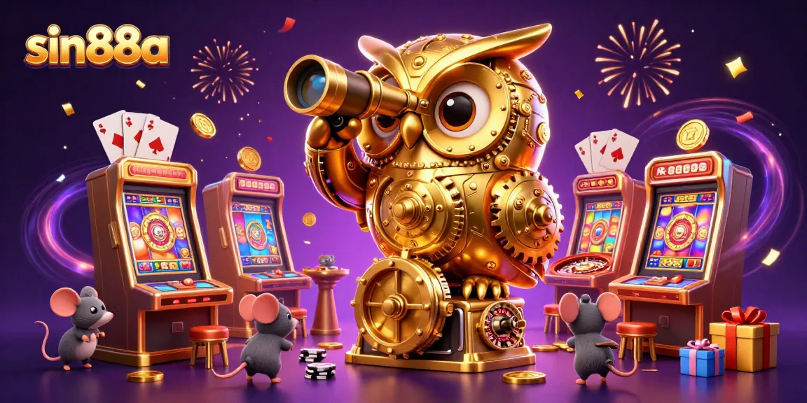 Experience fun at sin88a with an immersive casino scene featuring a golden owl and lively gameplay elements.