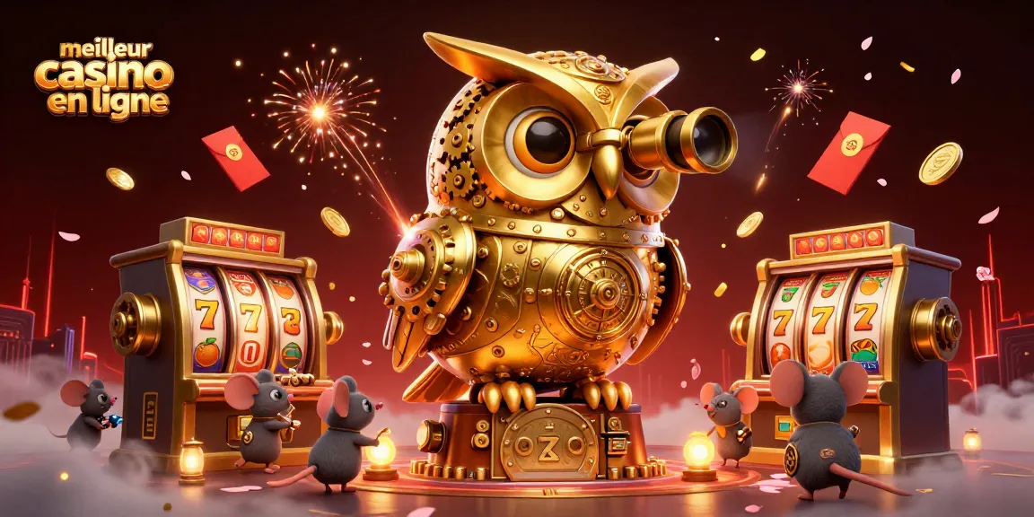 Venez découvrir le meilleur casino en ligne avec une illustration de casino animée captivante remplie d'éléments de jeu.