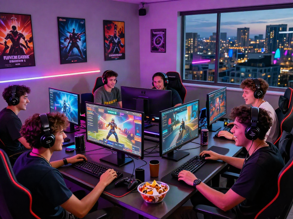 Gamers enjoying immersive experiences in porn games online with vibrant atmosphere.