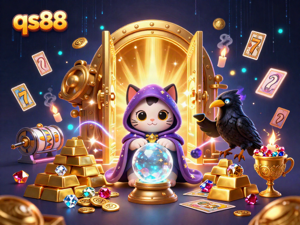 Experience endless fun with qs88 at this vibrant casino-inspired illustration.
