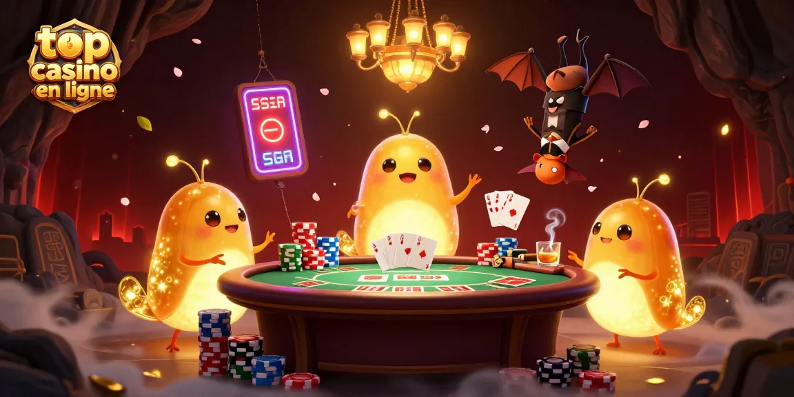 Jouer dans un meilleur casino en ligne avec des vers luisants illuminant un casino souterrain.