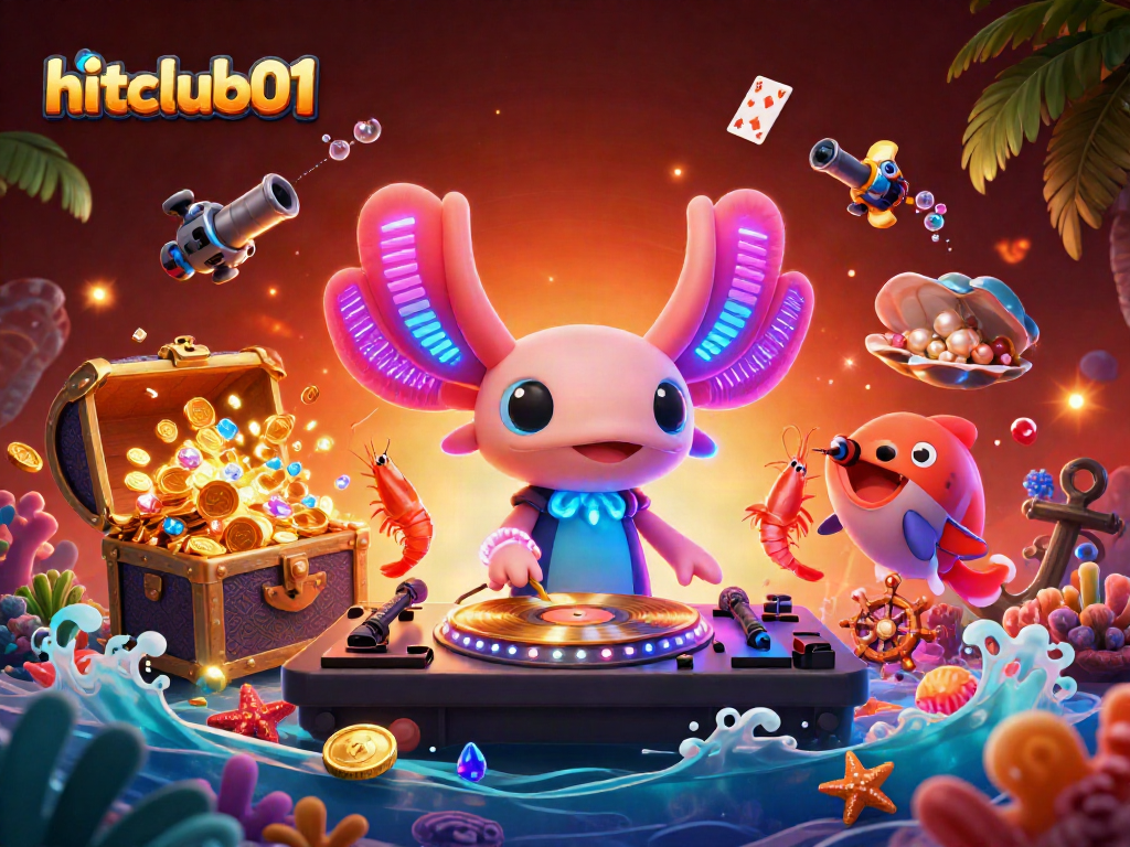 hitclub01 engages players in a vibrant 3D casino scene featuring underwater characters and treasure