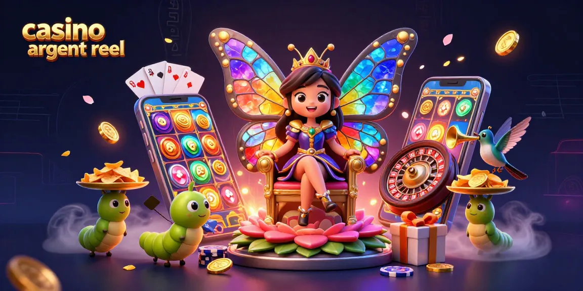 Visualisez l'expérience du casino argent réel avec une reine papillon, des jeux et des éclats de joie.