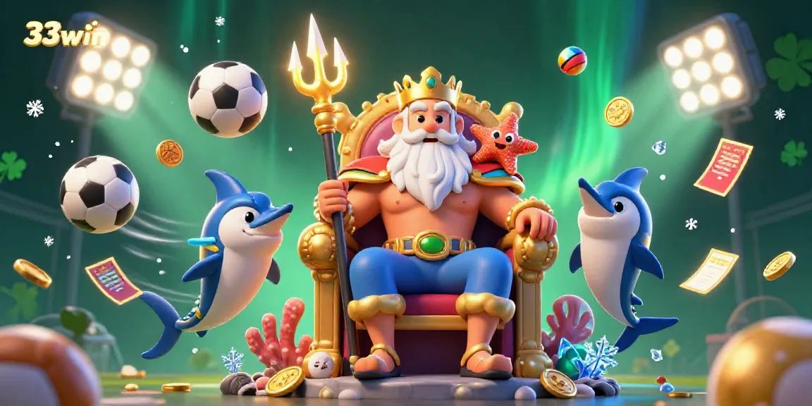 Players experience thrilling action at 33win, with 3D elements featuring Neptune and dynamic sports elements.