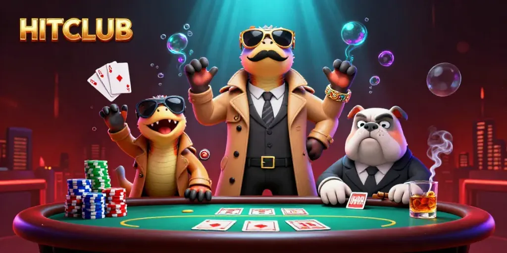 Experience the excitement at HITCLUB casino with dynamic characters and gaming elements.