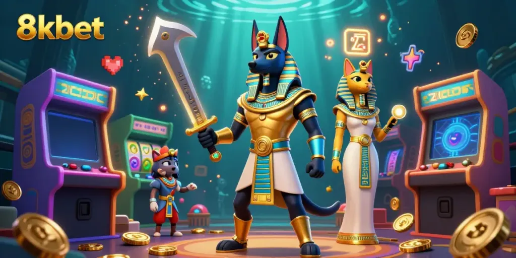 Engage with 8kbet's exciting casino gaming, featuring ancient warriors and vibrant slots.