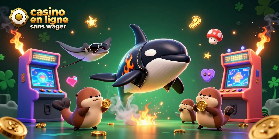 Jouez et gagnez dans un casino en ligne sans wager avec des personnages amusants comme une orque et une raie.