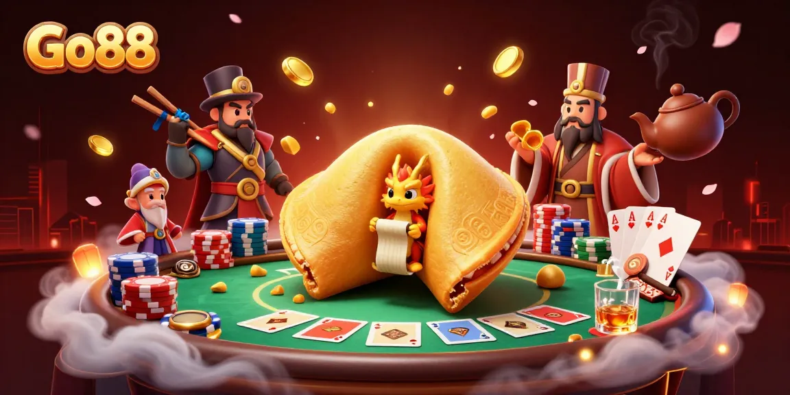 Experience the thrill of winning with Go88's vibrant casino scene featuring dynamic characters and poker elements.
