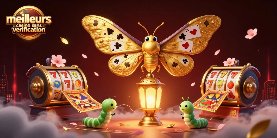 Découvrez les meilleurs casinos sans vérification grâce à cette illustration captivante remplie d'éléments de jeu.
