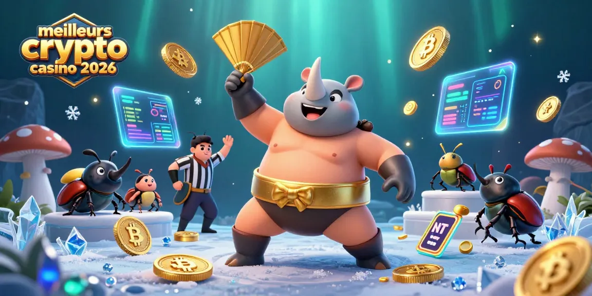 Rejoignez les meilleurs crypto casino 2026 avec un format amusant et captivant d'une illustration 3D.