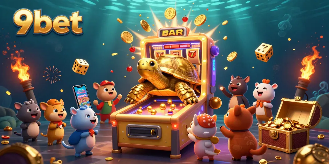 Play exciting casino games at 9bet featuring a colorful and lively 3D illustration.
