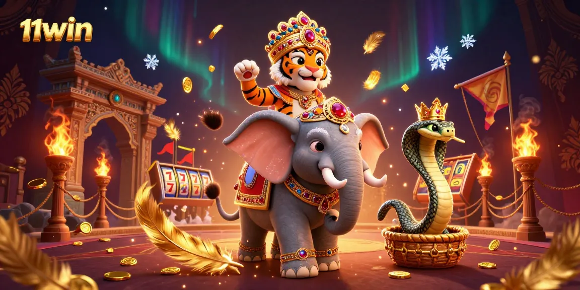 Experience the thrill of 11WIN with an ultra-detailed casino scene featuring a maharaja tiger.