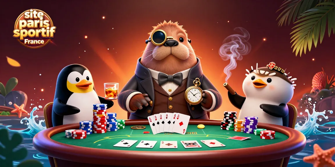 Site paris sportif France : poker sous-marin avec un morse et un pingouin dealers bluffants.